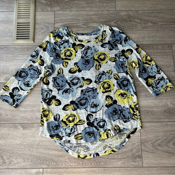 Ann Taylor  Loft Floral Pure Linen Knitted Top - Picture 4 of 16